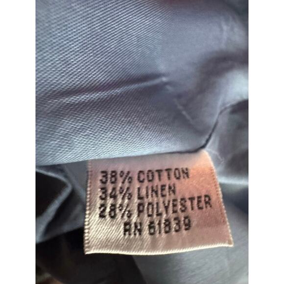 Jon Designer Linen Blend Denim Blue Belted 2 Piece Skirt Suit EUC 6 8 Medium - Picture 9 of 9